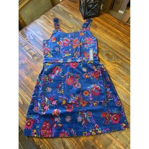 ModCloth Dress Padma Paisley Navy Corduroy Pinafore Small Floral Jumper NWT
